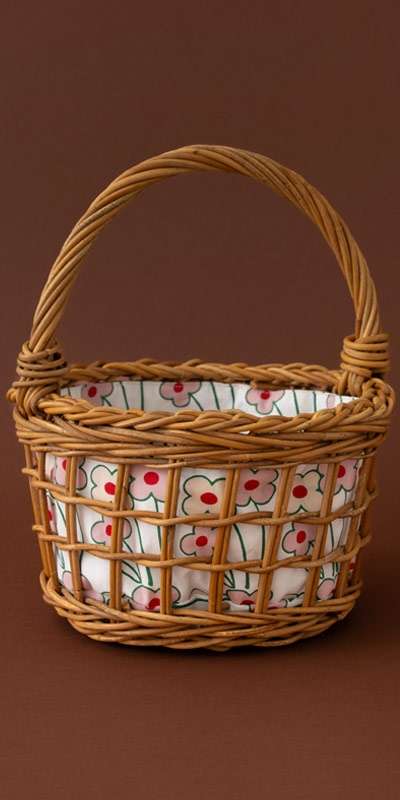 Red Lantern Round Handle Basket