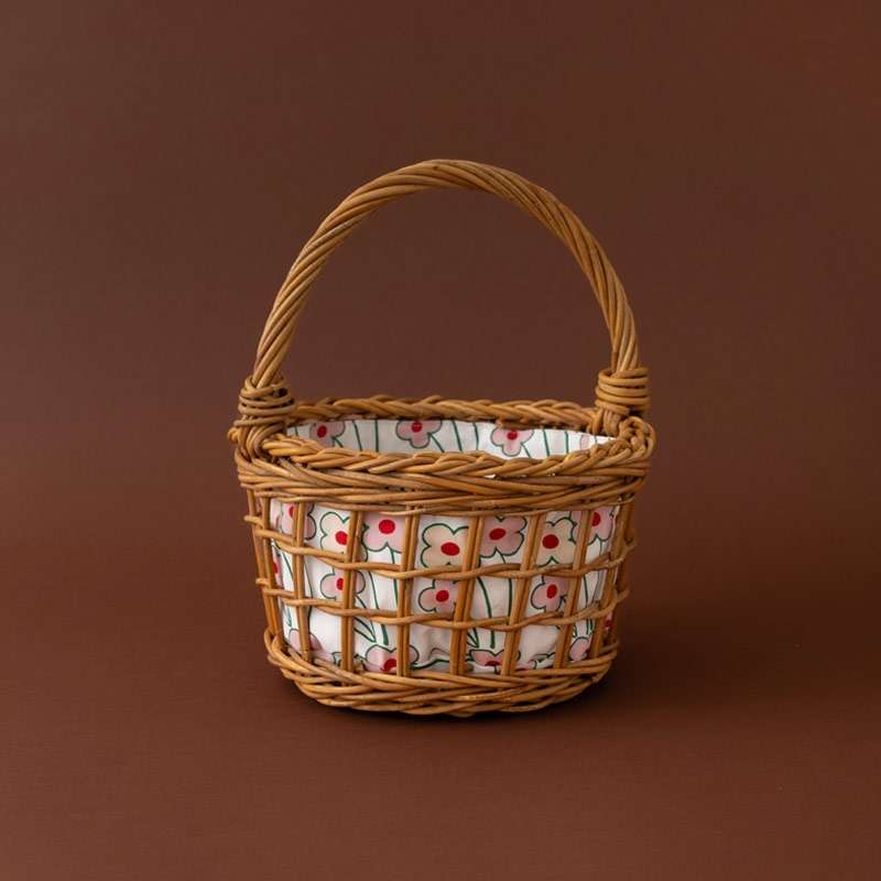 Red Lantern Round Handle Basket