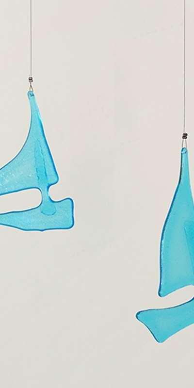 Blue Sailboat Glass Mobile