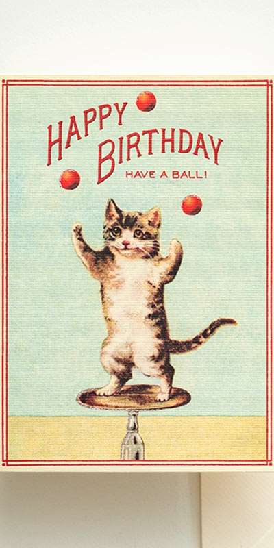 Happy Birthday Juggling Cat Card