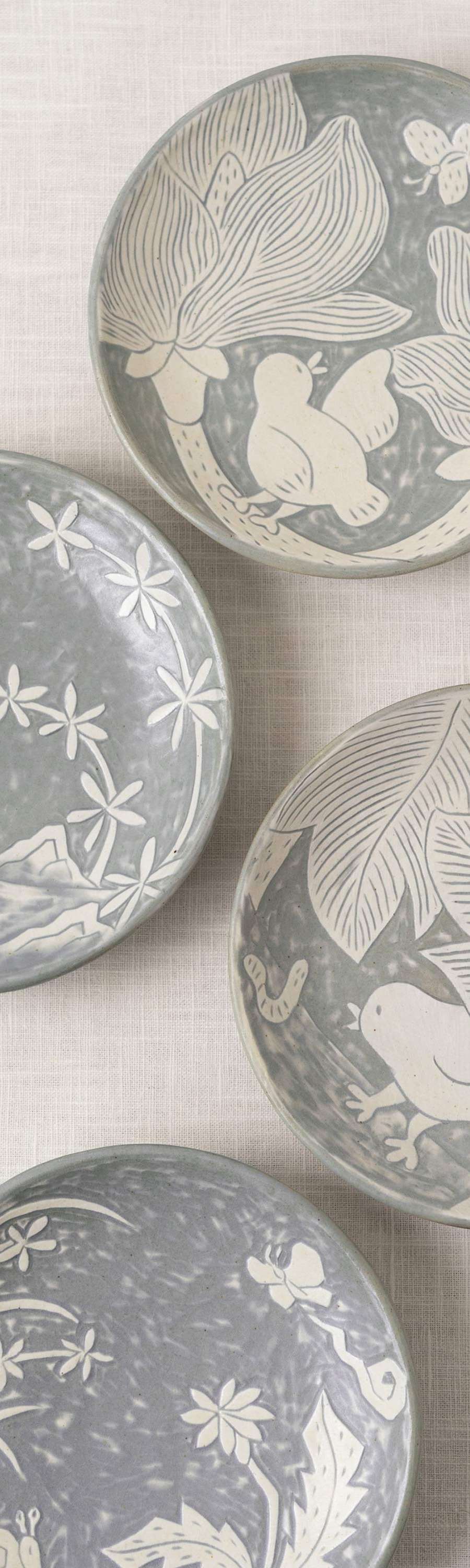 Buncheong Spring Round Plate