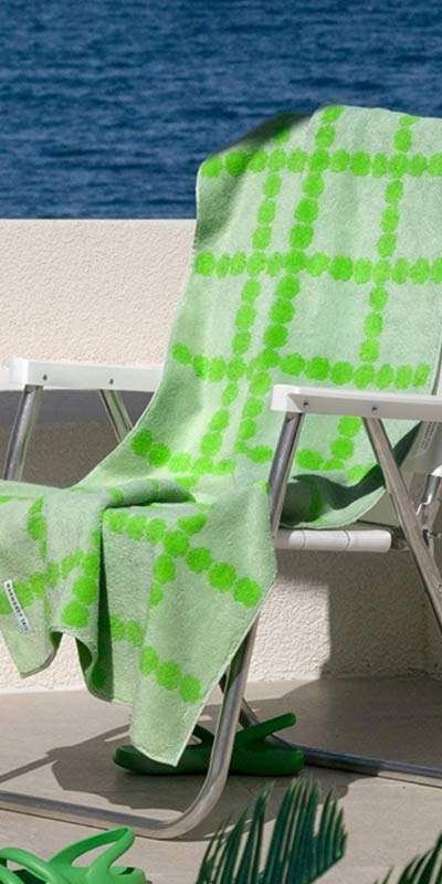 Blossom Check Big Towel - Green