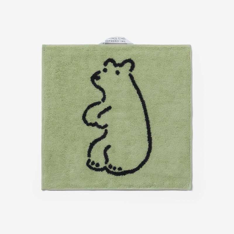 Huggy Bear Hand Towel - Olive