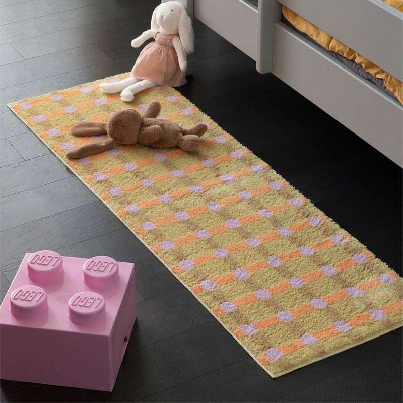 Dot Check Rug - Tangerine on Sand