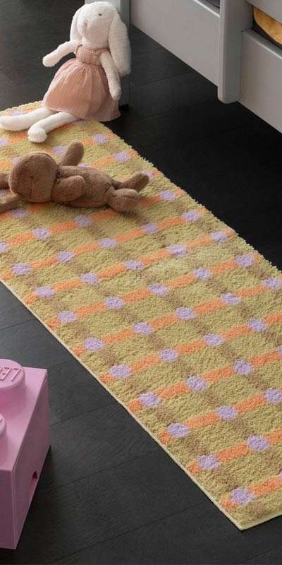 Dot Check Rug - Tangerine on Sand