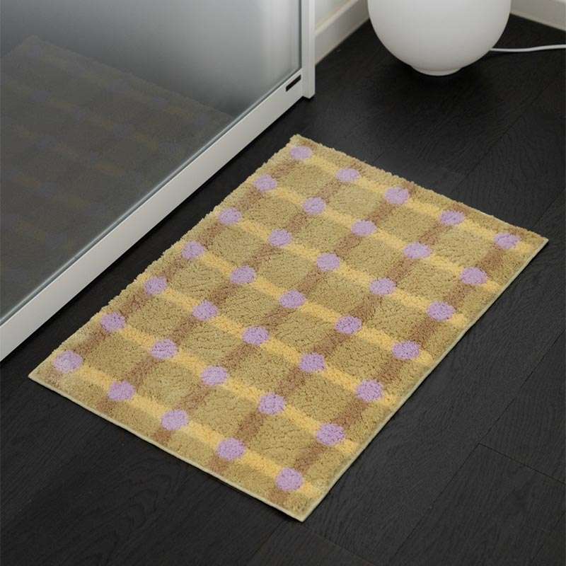Dot Check Door Mat - Lavender on Sand