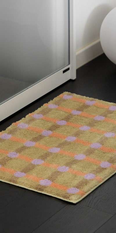 Dot Check Door Mat - Tangerine on Sand