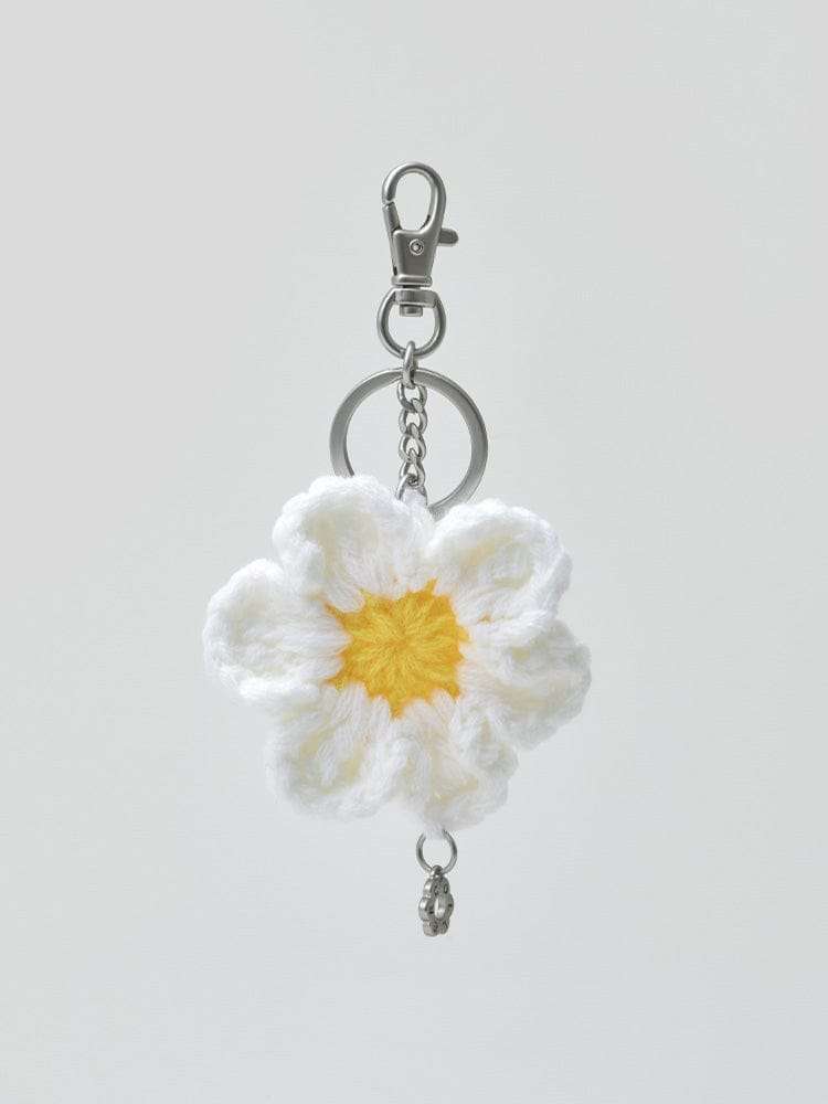 Colle Knit Flower Keyring White