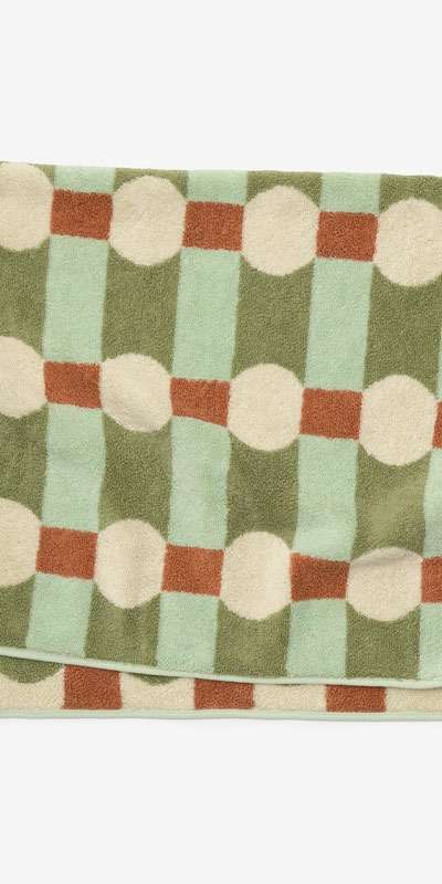 Dot Check Towel - Cream On Mint