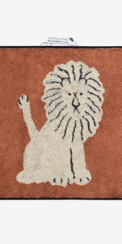 Lion Hand Towel - Cream