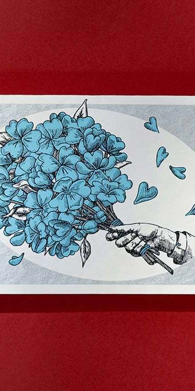 Clover Card - Blue Flower