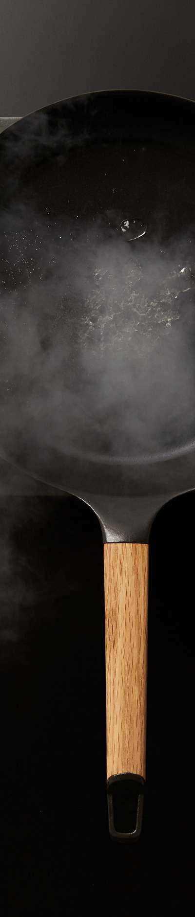 Cast Iron Enamel Frying Pan - Oak Handle