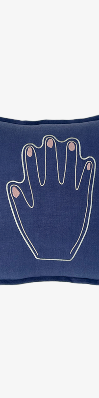 Embroidered Linen Cushion - Blue