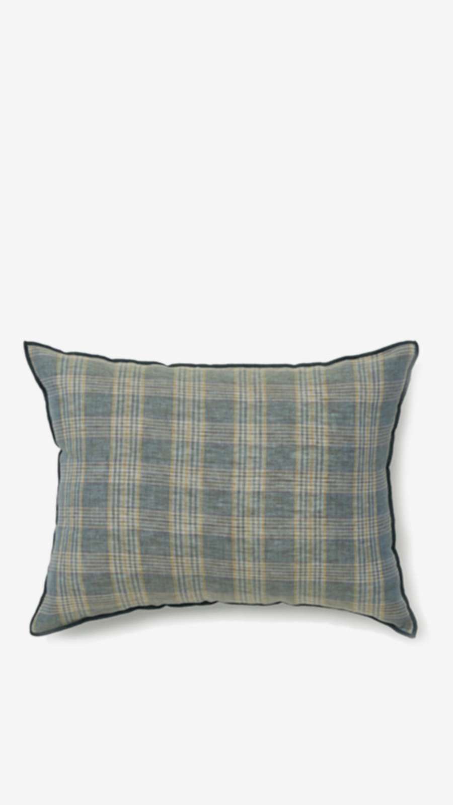 Linen Check Cushion - Deep Turquoise Outline