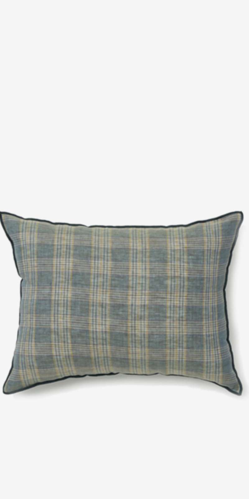 Linen Check Cushion - Deep Turquoise Outline