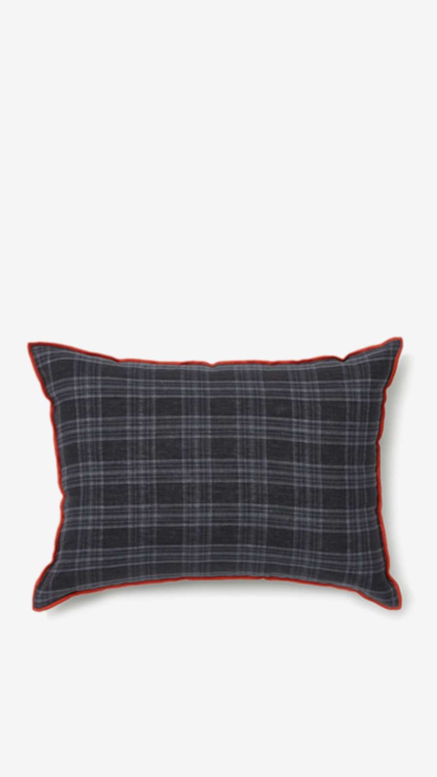 Linen Check Cushion Cover - Red Outline