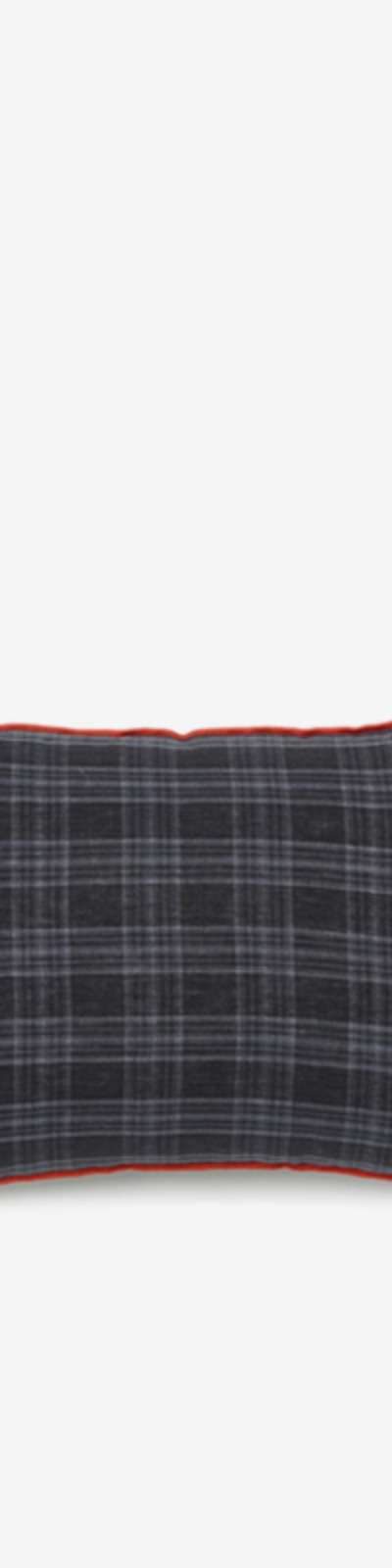 Linen Check Cushion Cover - Red Outline