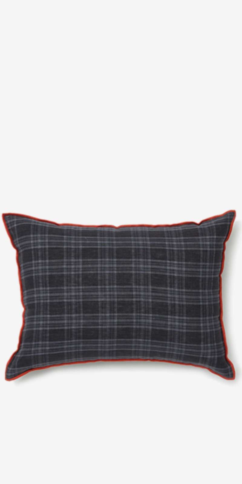 Linen Check Cushion Cover - Red Outline