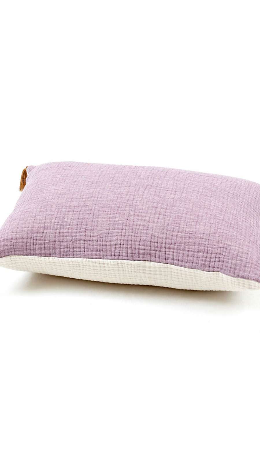 Bicolor Gauze Cushion - Purple / Ivory
