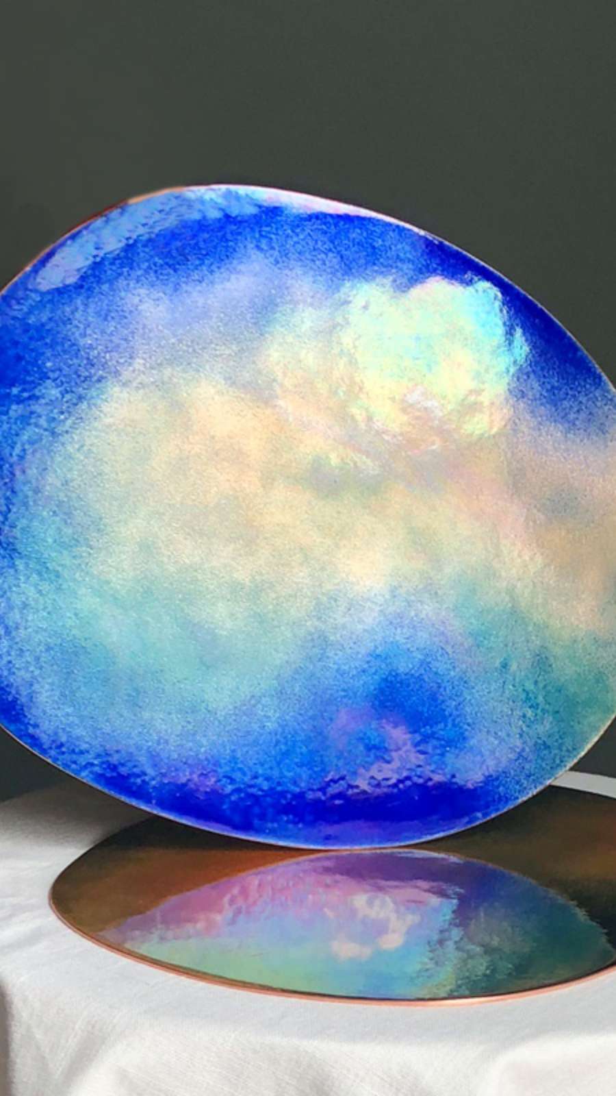 Still Life Cloisonné Coaster/Plate - Blue