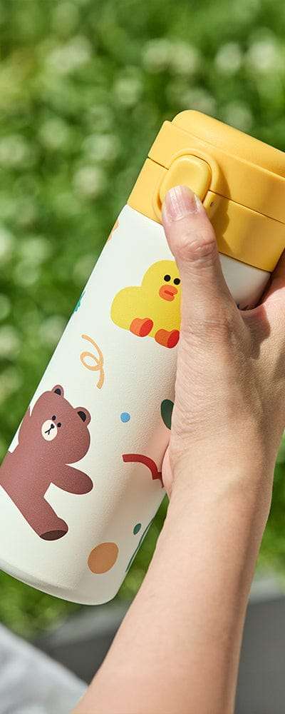 ラインフレンズ ブラウン ピクニック ワンタッチ タンブラー (420ml)