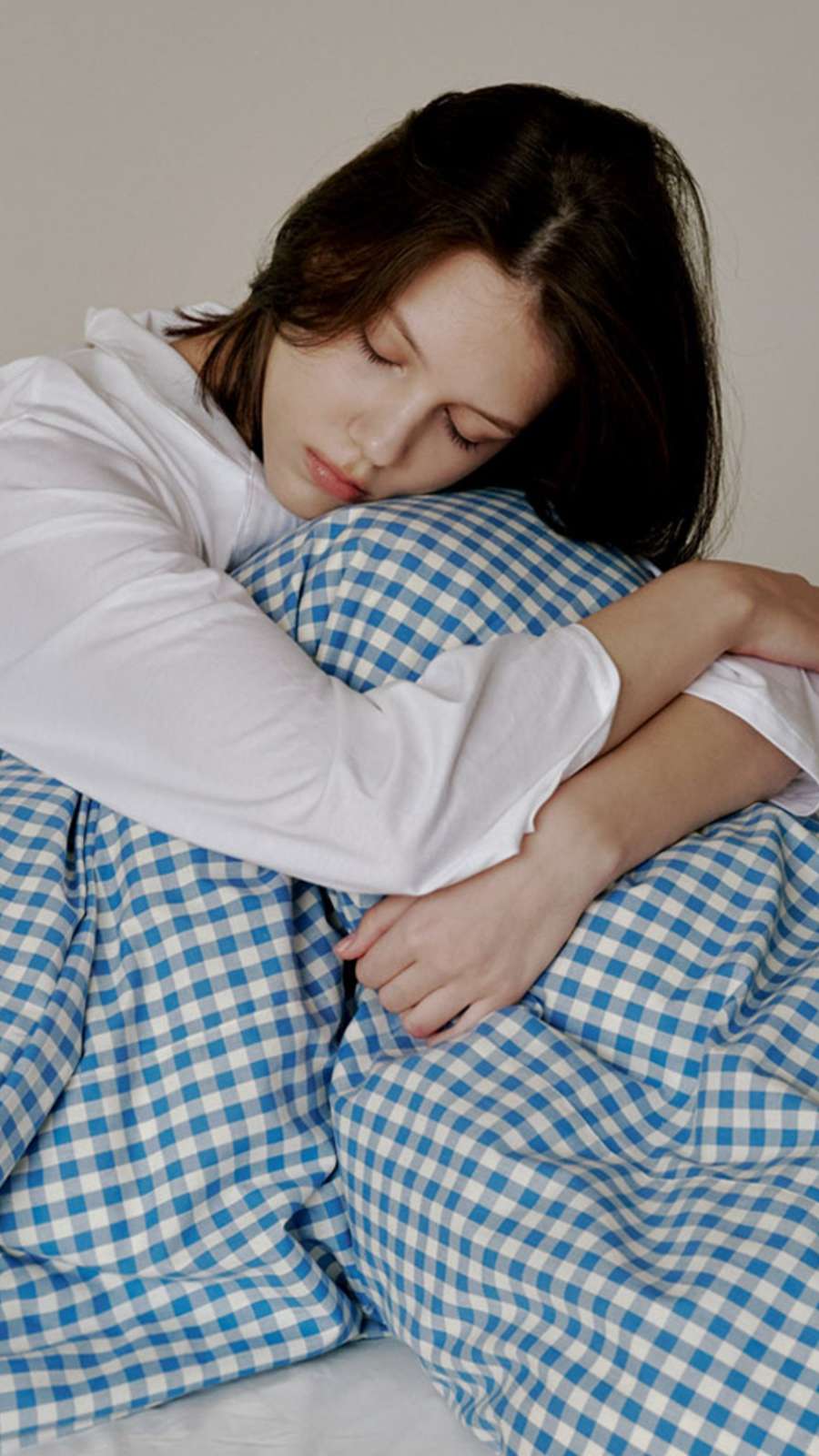 Blue Gingham Check Bedding Set