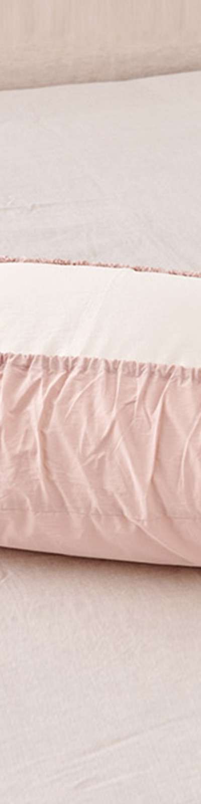 Silky Cotton 100-Count Banding Pillow Cover - Pink Beige