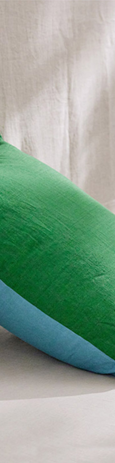 Premium Linen Two-Tone Cushion Cover - Green & Ocean Blue