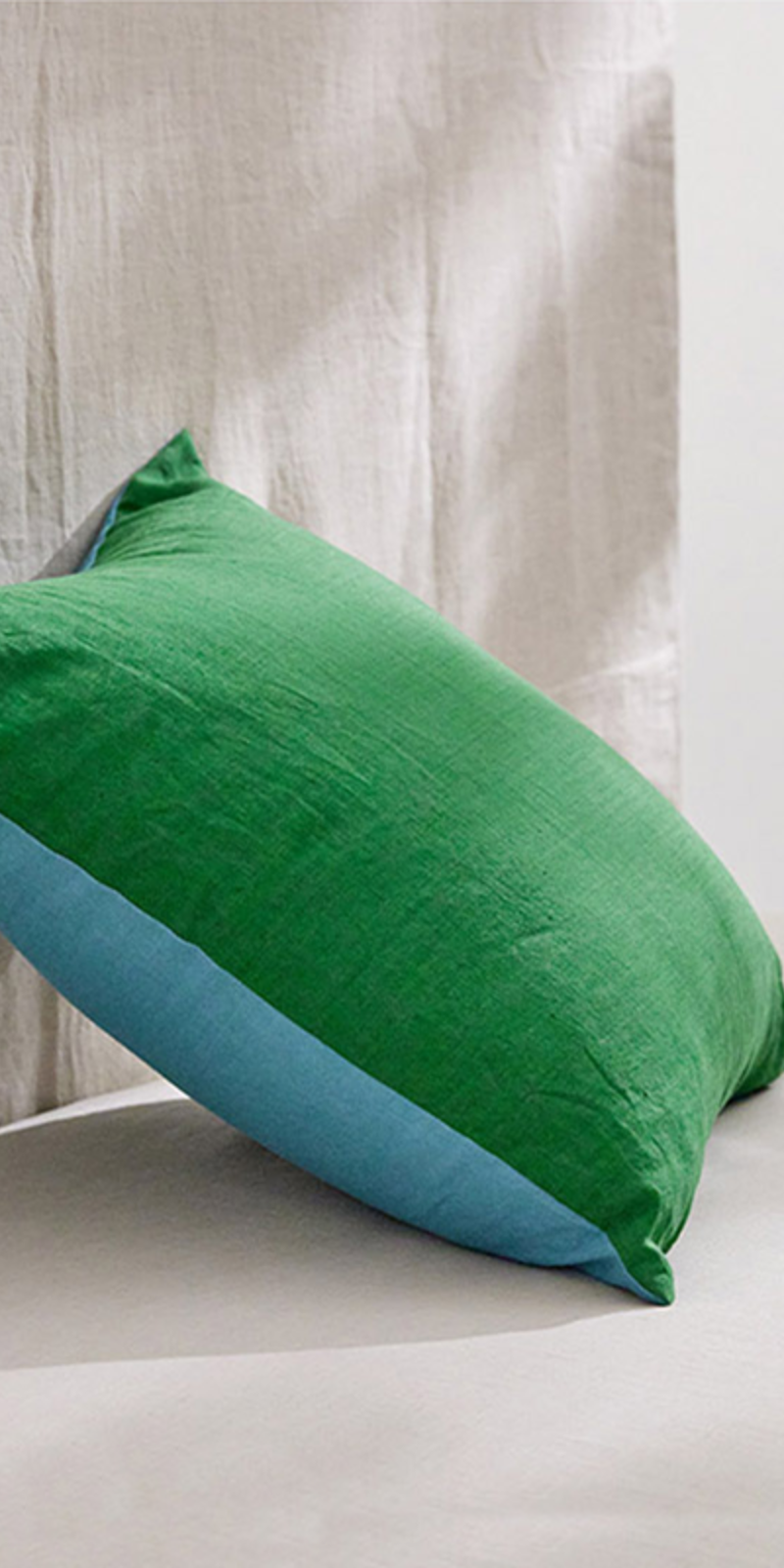 Premium Linen Two-Tone Cushion Cover - Green & Ocean Blue