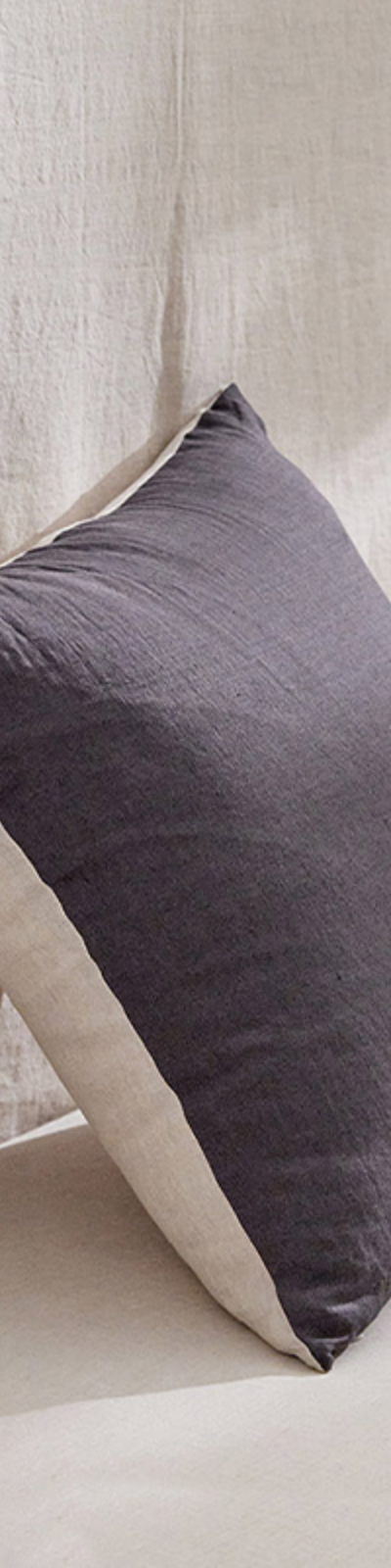 Premium Linen Two-Tone Cushion Cover - Oatmeal & Grayish Navy