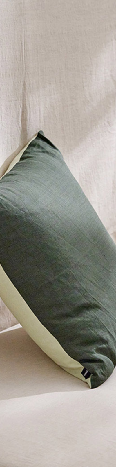 Premium Linen Two-Tone Cushion Cover - Pastel Green & Moss Green
