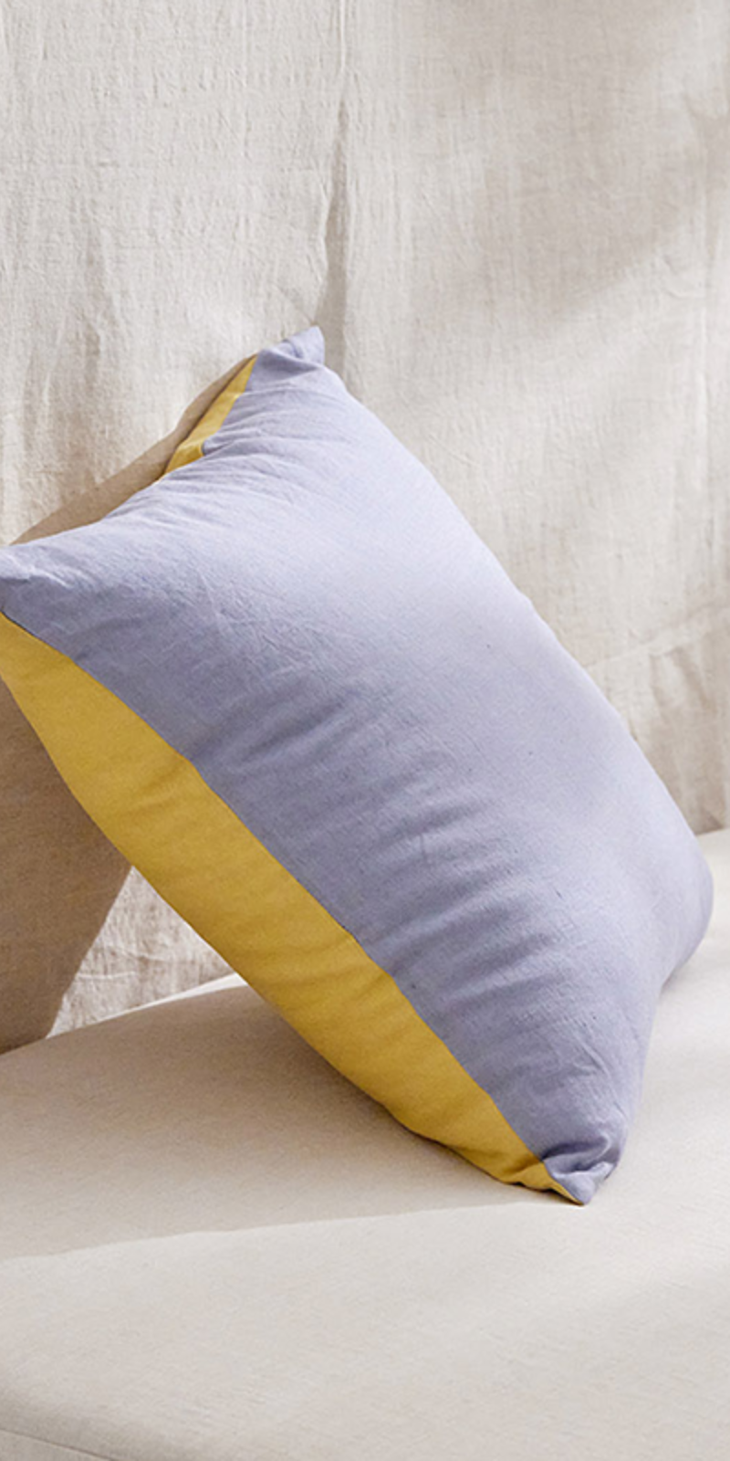 Premium Linen Two-Tone Cushion Cover - Lime Yellow & Sky Blue
