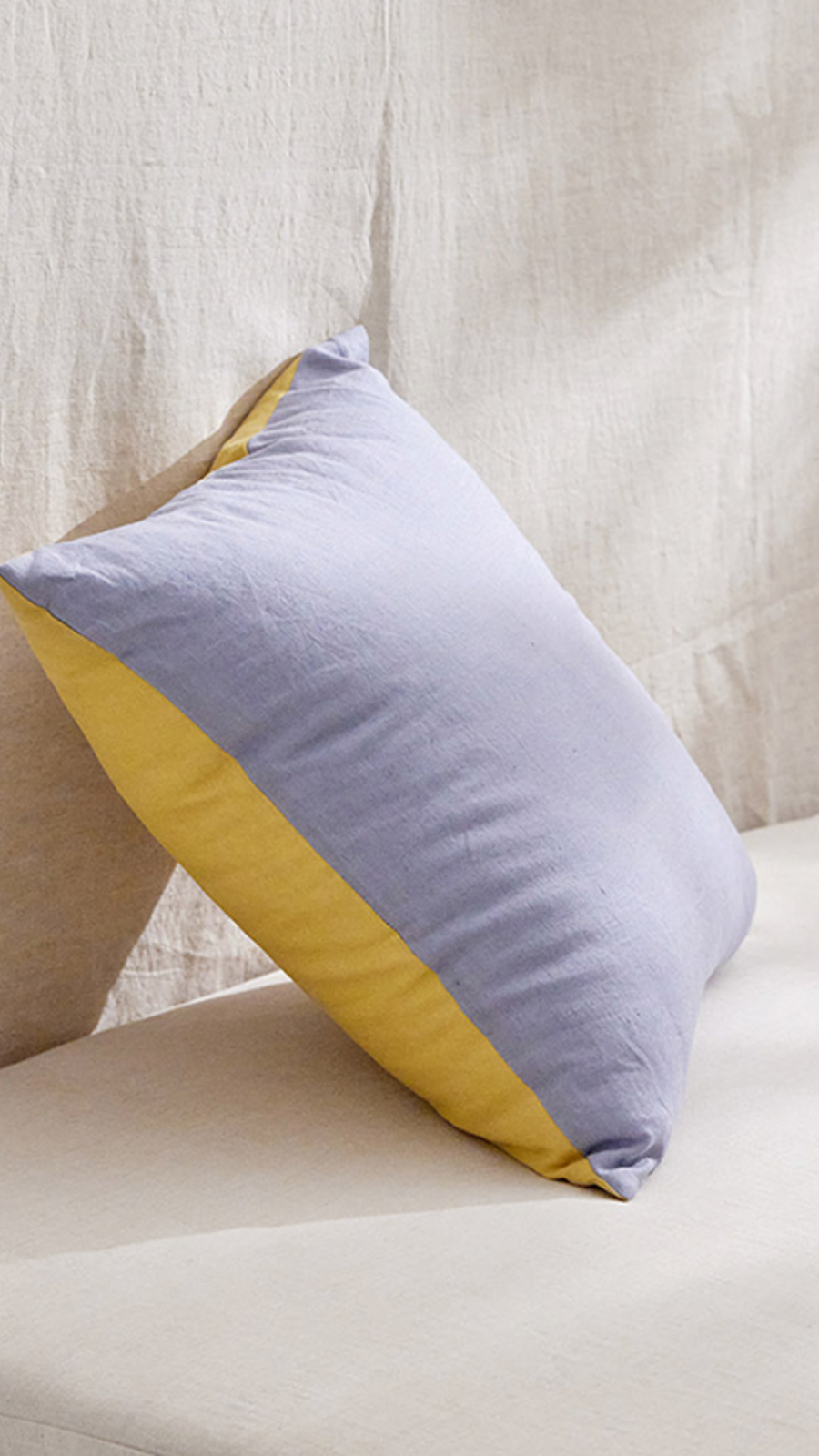 Premium Linen Two-Tone Cushion Cover - Lime Yellow & Sky Blue