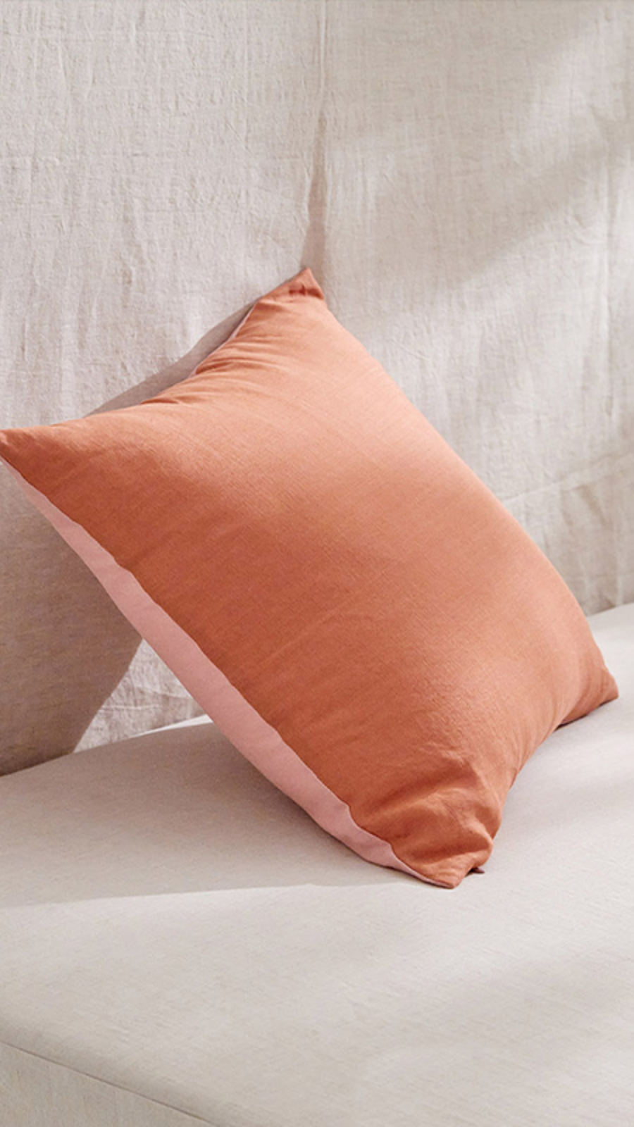 Premium Linen Two-Tone Cushion Cover - Orange & Lovely Pink