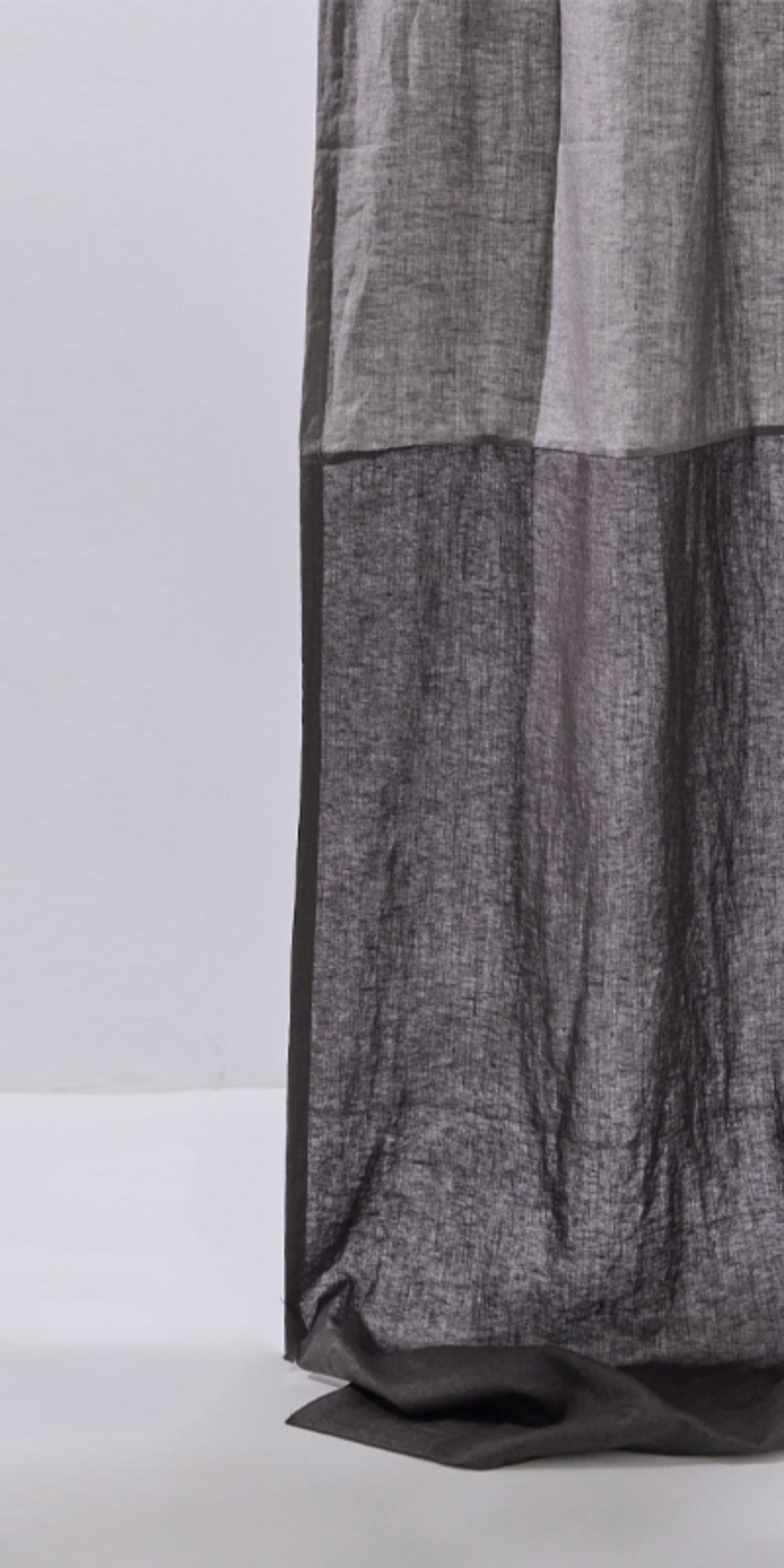 Premium Linen Two-Tone Single Curtain - Smoke & Urban Ink