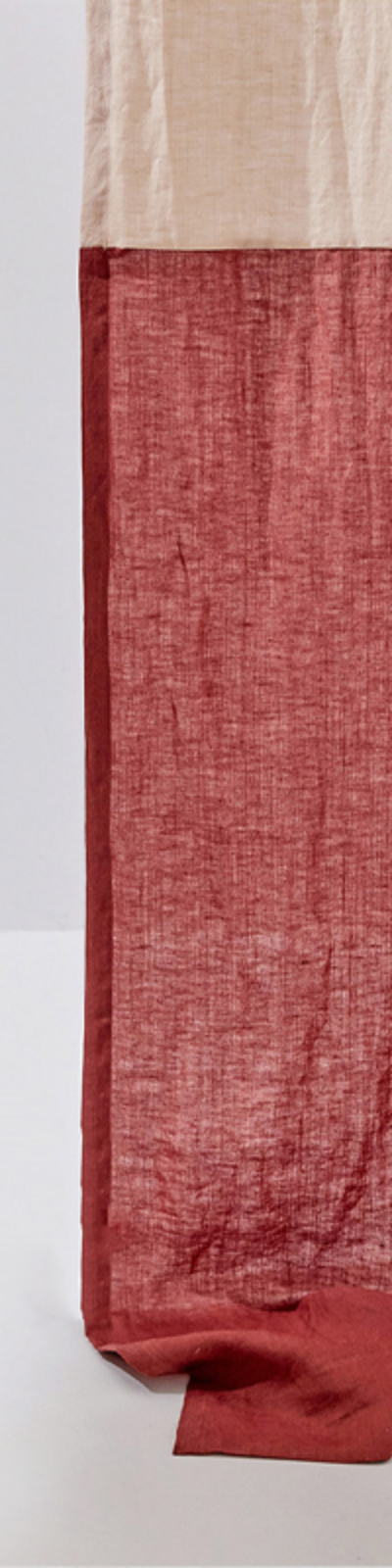 Premium Linen Two-Tone Single-Panel Curtain - Natural Pink Beige & Burgundy