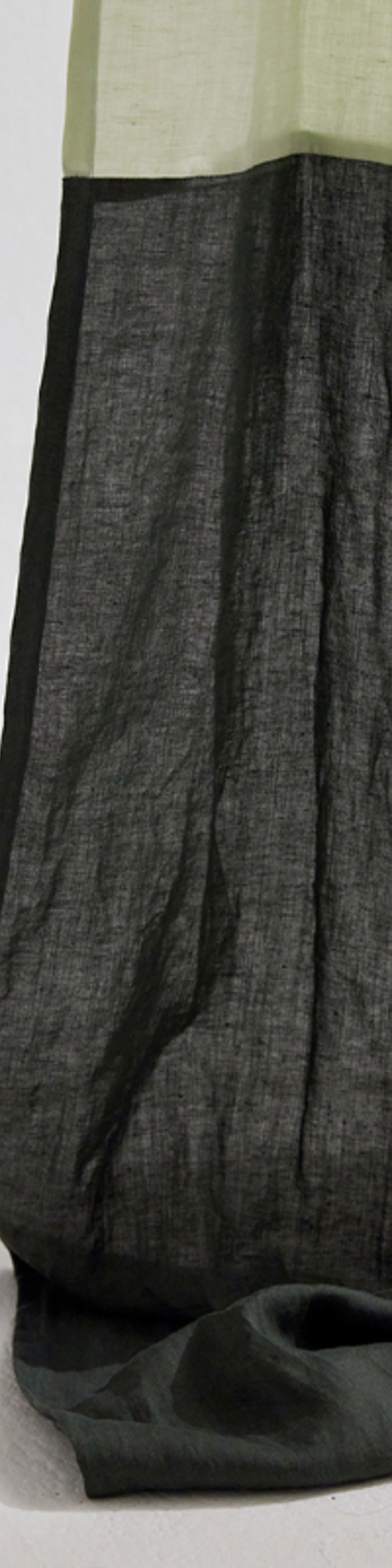 Premium Linen Two-Tone Single Curtain - Moss Green & Pastel Green