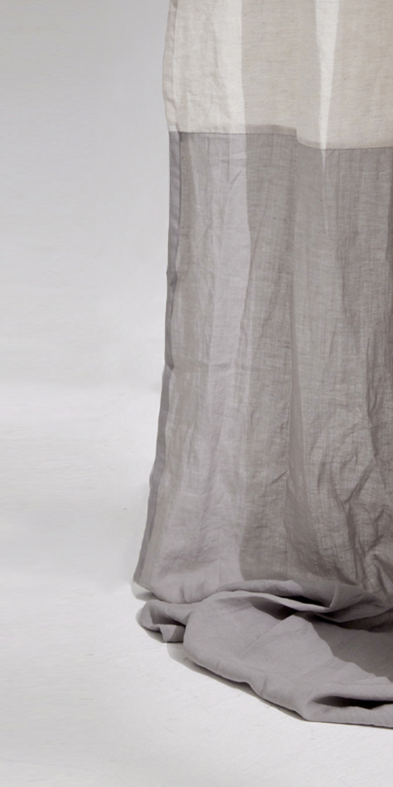 Premium Linen Two-Tone Single Curtain - Oatmeal & Cool Gray