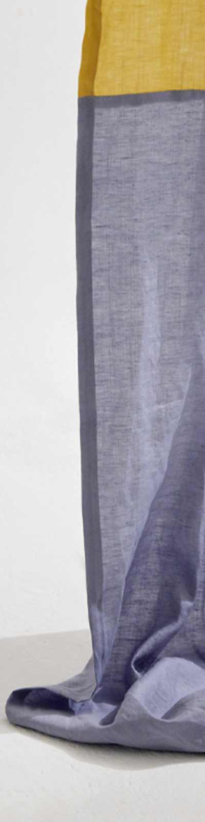 Premium Linen Two-Tone Single Curtain - Lime Yellow & Sky Blue