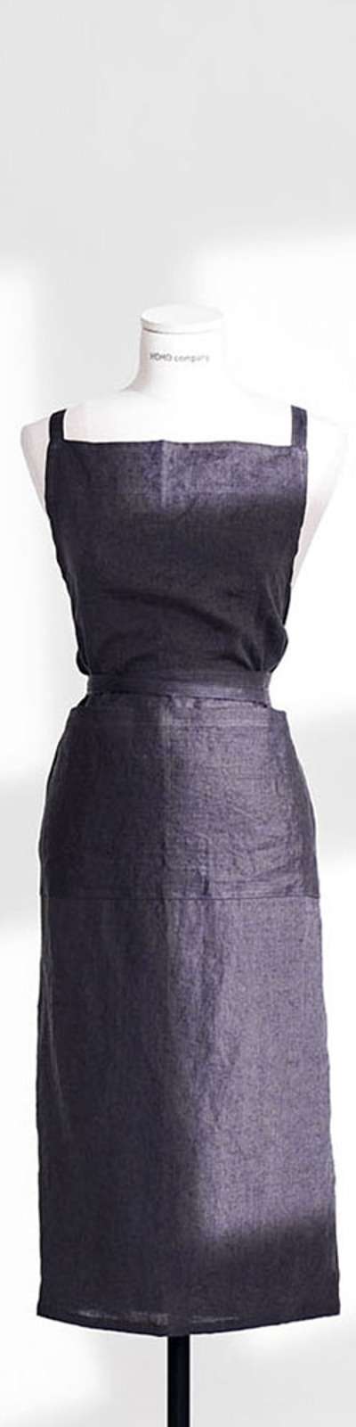 Premium Linen Apron_Grayscale Navy