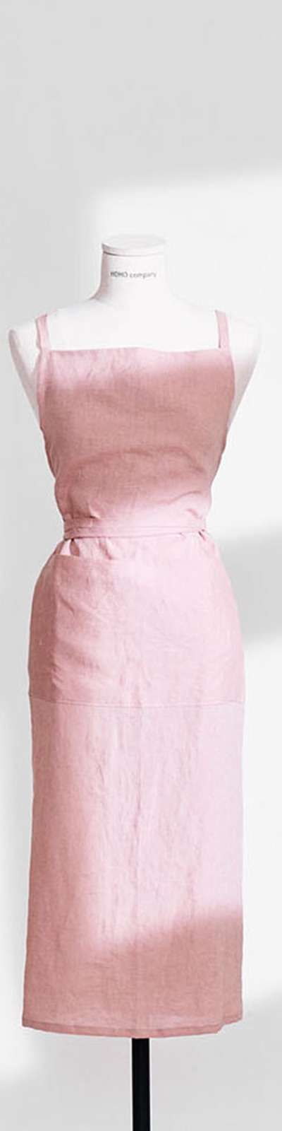 Premium Linen Apron_Beige Blossom Pink