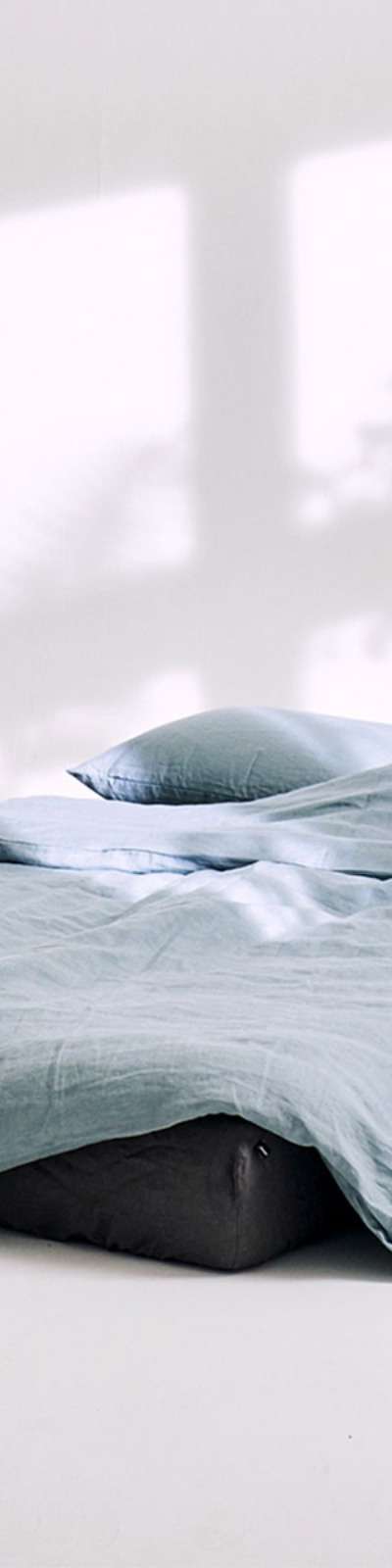 Premium Linen Bedding Set - Gray Ocean Blue