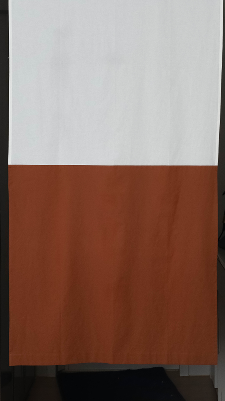 Half and Half Curtain - Cream White + Brick Orange