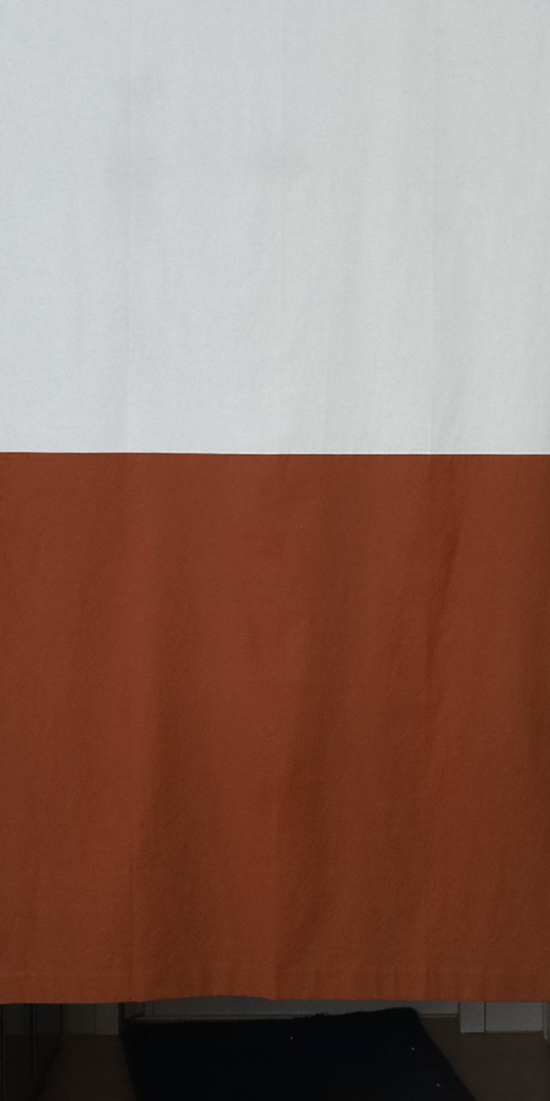 Half and Half Curtain - Cream White + Brick Orange