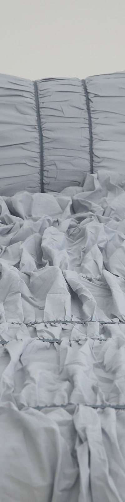 French Shirring Bedspread Blue Gray