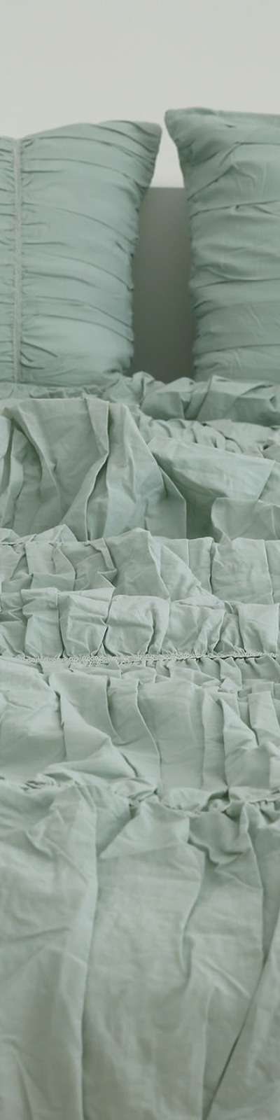 French Shirring Quilted Bedspread Mint