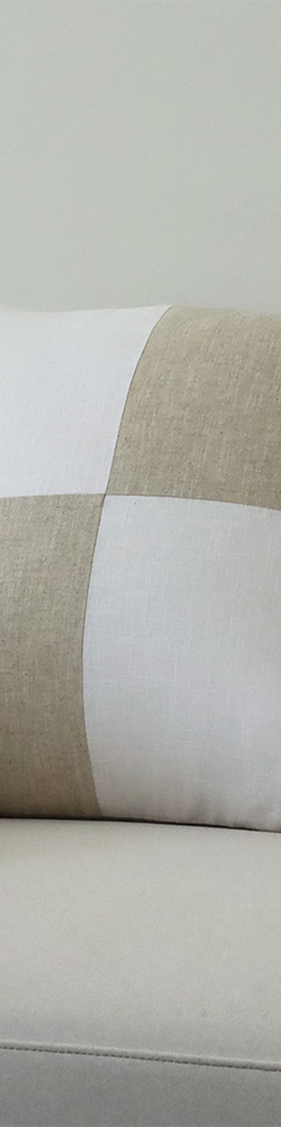 Linen Patchwork Cushion - Cream White + Oatmeal