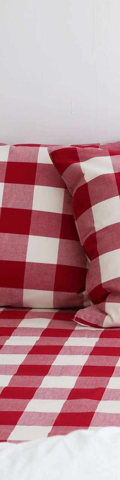 Downy Check Cotton Mattress Cover - Red