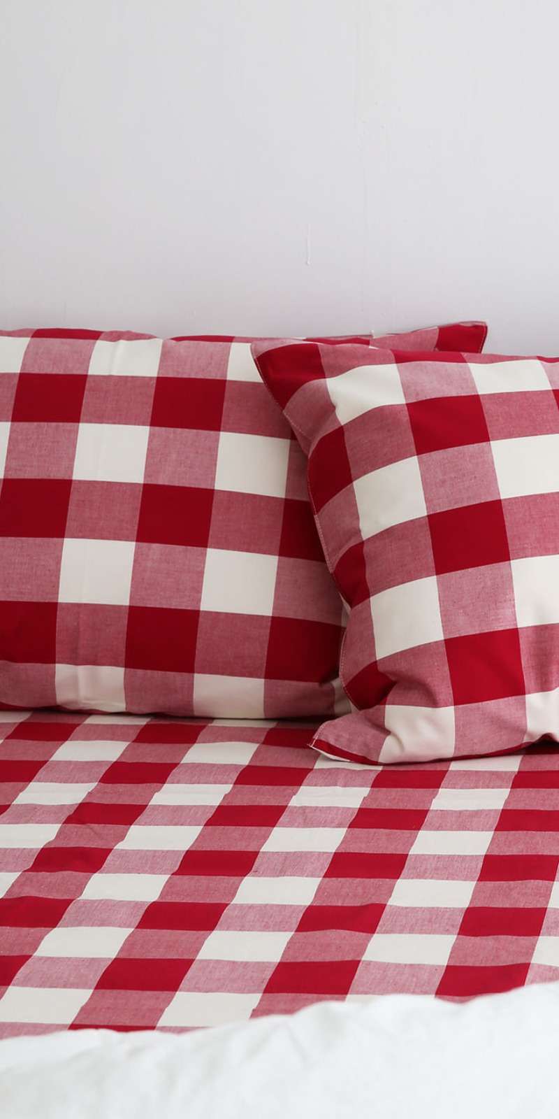 Downy Check Cotton Mattress Cover - Red