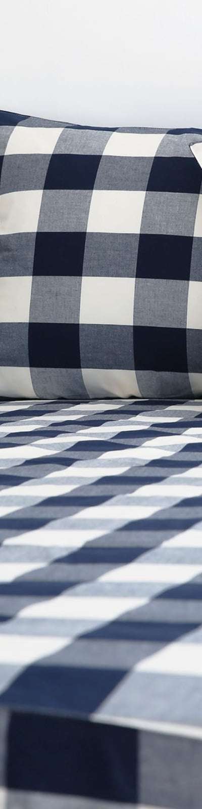 Downy Check Cotton Mattress Cover - Navy